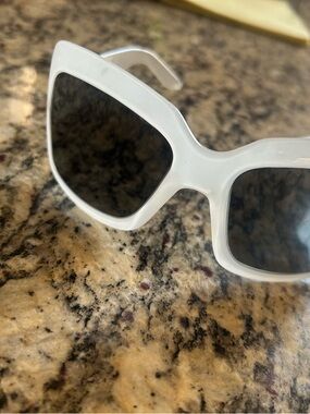 Dior White Oversized Square Women's Sunglasses with Dark Lenses